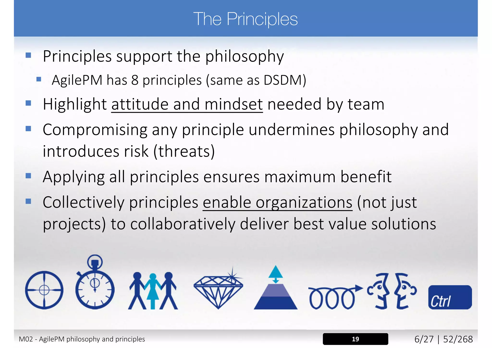“Quality is not an act,
it is a habit.”
Aristotle
M02 - AgilePM philosophy and principles 14/39 | 52/270
 