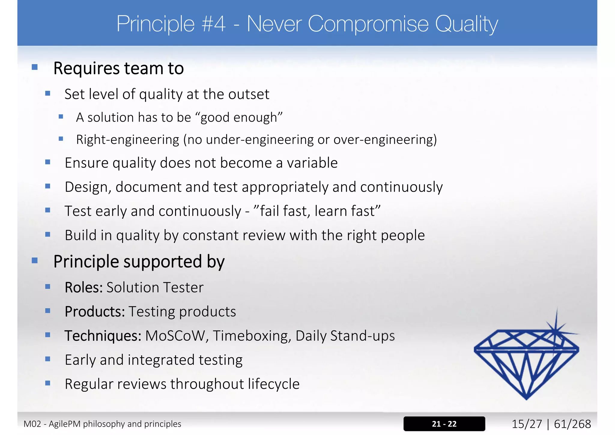 “The company owner
doesn't need to win.
The best idea does.”
John C. Maxwell
M02 - AgilePM philosophy and principles 23/39 | 61/270
 