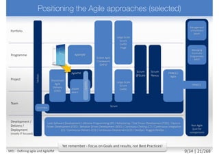 “We are uncovering better ways of developing software by
doing it and helping others do it”
Through this work we have come to value
Traditional Agile
Processes and Tools over People and Interactions
Comprehensive Documentation over Working Software
Contract Negotiation over Customer Collaboration
Following a Plan over Responding to Change
While there is value in the items on the right; we value the items on the left more.
(but Agile is not just about delivering software, it applies to all types of project)
www.agilemanifesto.org
M01 - Defining agile and AgilePM 10/27 | 21/270
 