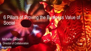 6 Pillars of Proving the Business Value of
Social
Michelle Caldwell
Director of Collaboration
Avanade
 