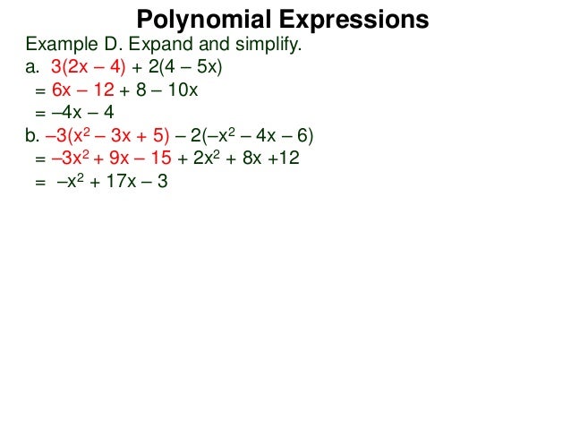 6 polynomial expressions and operations