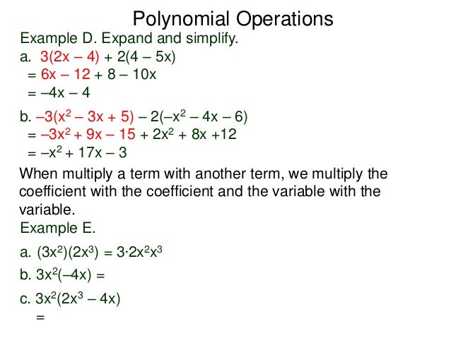 6 polynomial expressions and operations