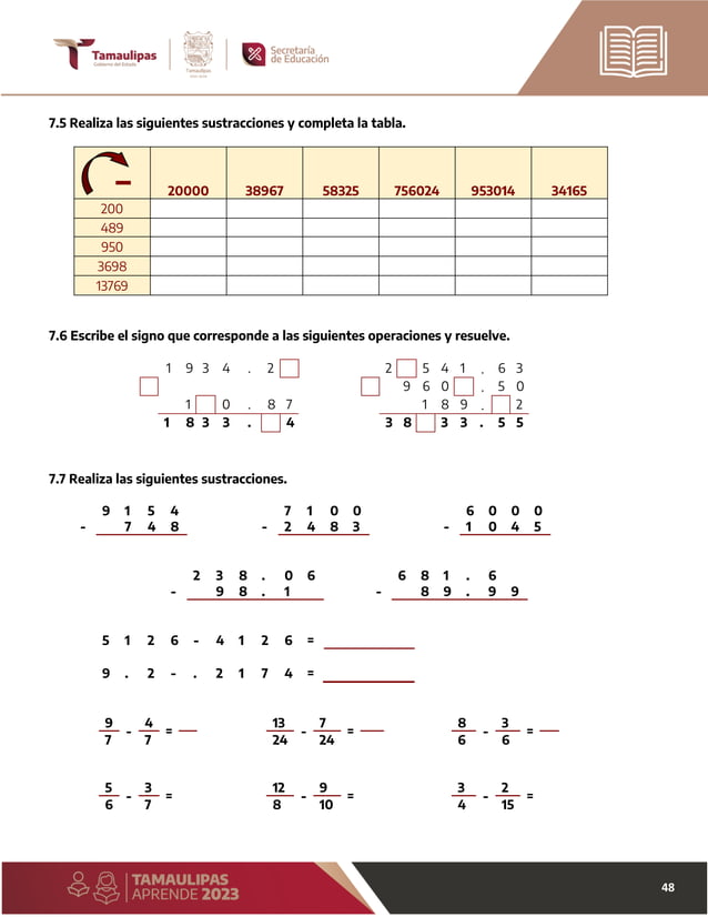 Cuadernillo Matemáticas para alumnos de sexto grado | PDF