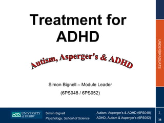 Treatment for ADHD Simon Bignell – Module Leader (6PS048 / 6PS052) 