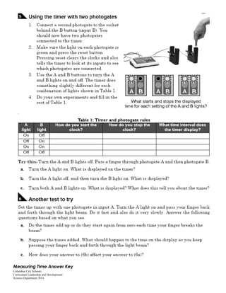 Columbus City Schools
Curriculum Leadership and Development
Science Department 2014
Measuring Time Answer Key
 