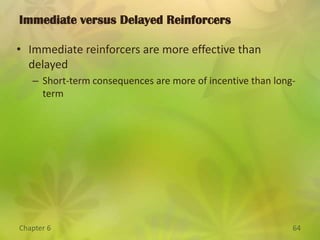 Biofeedback Training:  Gaining Bleep Control.  enabled people to learn to control autonomic responses in order to attain reinforcement.Important innovation in treatment of health-related problems.Reinforcement is given in the form of information.Behavior Modification in the Classroom. Teachers are taught to pay attention to children when they are behaving appropriately.  Works well with younger children.Older children:  peer approval is often more powerful.Programmed Learning:  Step by Step.  Method assumes that any complex task can be broken down into a number of small steps.  The steps can be combined in sequence to form the correct behavioral chain.Applications of Operant Conditioning