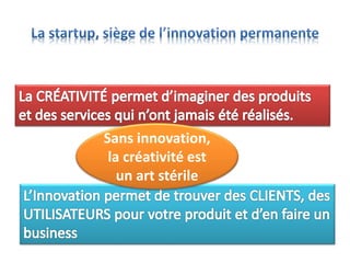 Sans innovation,
la créativité est
un art stérile
 