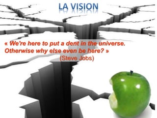 « We're here to put a dent in the universe.
Otherwise why else even be here? »
(Steve Jobs)
 
