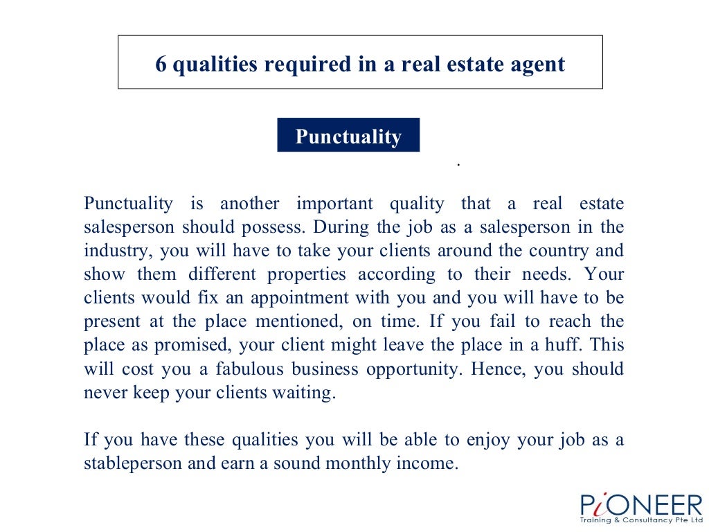 6 qualities required in a real estate agent