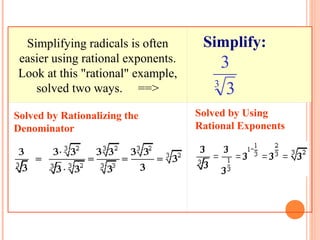 Simplifying Rational Exponents Examples Rational Exponents | PPT