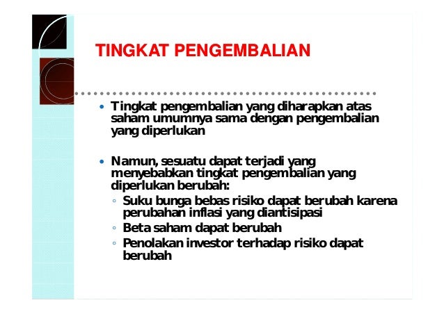 Contoh Soal Risiko Dan Tingkat Pengembalian Contoh Soal