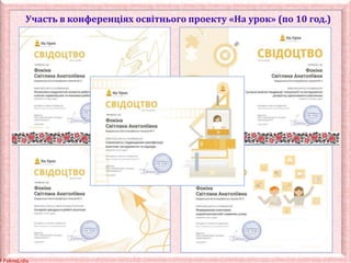 © FokinaLidia
Участь в конференціях освітнього проекту «На урок» (по 10 год.)
 