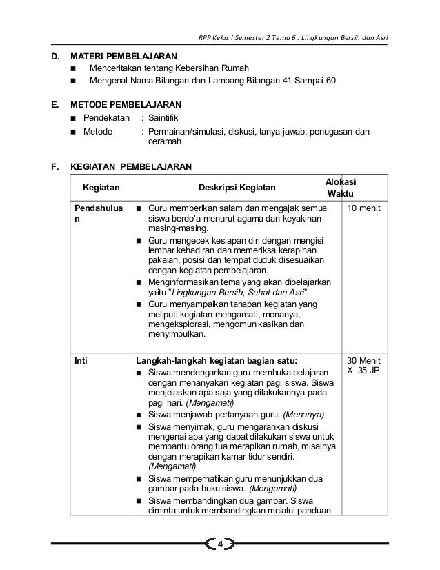 [6] rpp sd kelas 1 semester 2 lingkungan bersih sehat dan asri