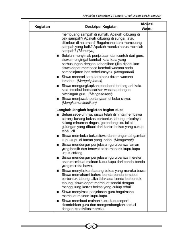 [6] rpp sd kelas 1 semester 2 lingkungan bersih sehat dan asri