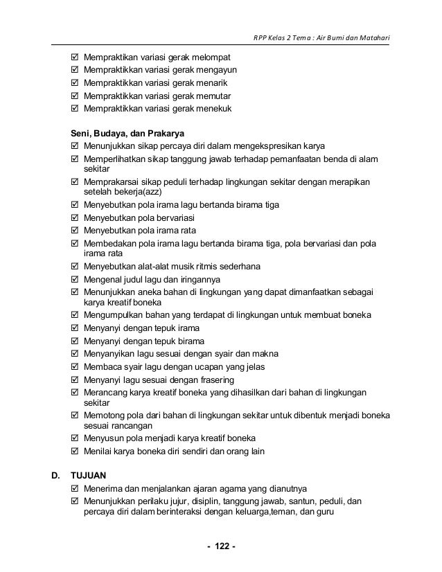 6 Rpp Sd Kelas 2 Semester 2 Air Bumi Dan Matahari