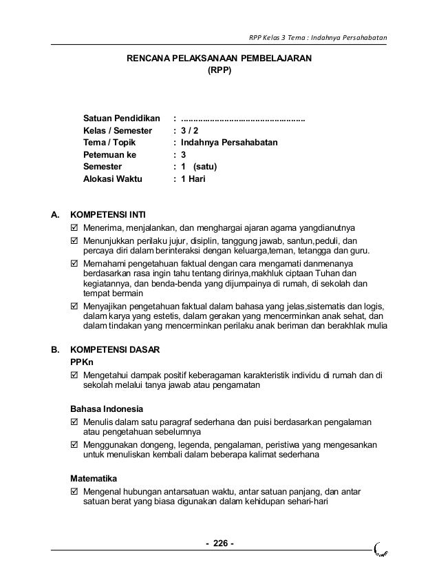 [6] rpp sd kelas 3 semester 2 indahnya persahabatan