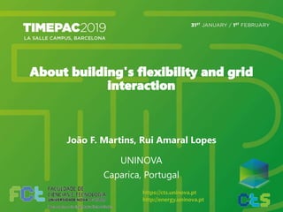 About building's flexibility and grid
interaction
João F. Martins, Rui Amaral Lopes
UNINOVA
Caparica, Portugal
https://cts.uninova.pt
http://energy.uninova.pt
 