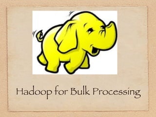 Hadoop for Bulk Processing
 