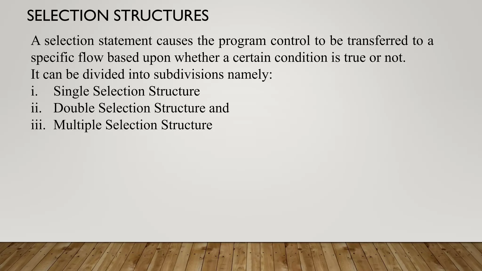 selection structures | PDF