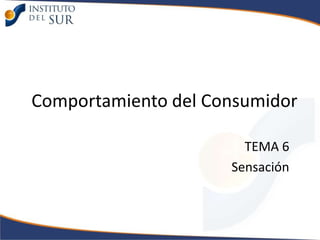Comportamiento del Consumidor

                       TEMA 6
                     Sensación
 