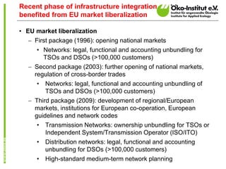 Recent phase of infrastructure integration
benefited from EU market liberalization

• EU market liberalization
    First ...
