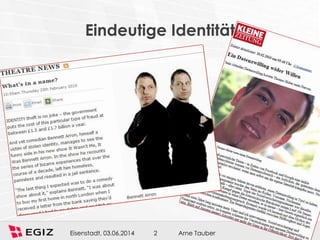 Arne TauberEisenstadt, 03.06.2014 2
Eindeutige Identität
 