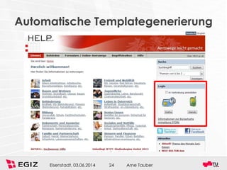 Arne TauberEisenstadt, 03.06.2014 24
Automatische Templategenerierung
 
