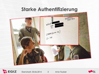 Arne TauberEisenstadt, 03.06.2014 3
Starke Authentifizierung
 