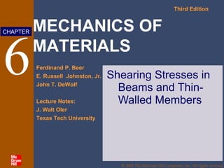 6 Shearing Stresses in Beams and Thin-Walled Members 