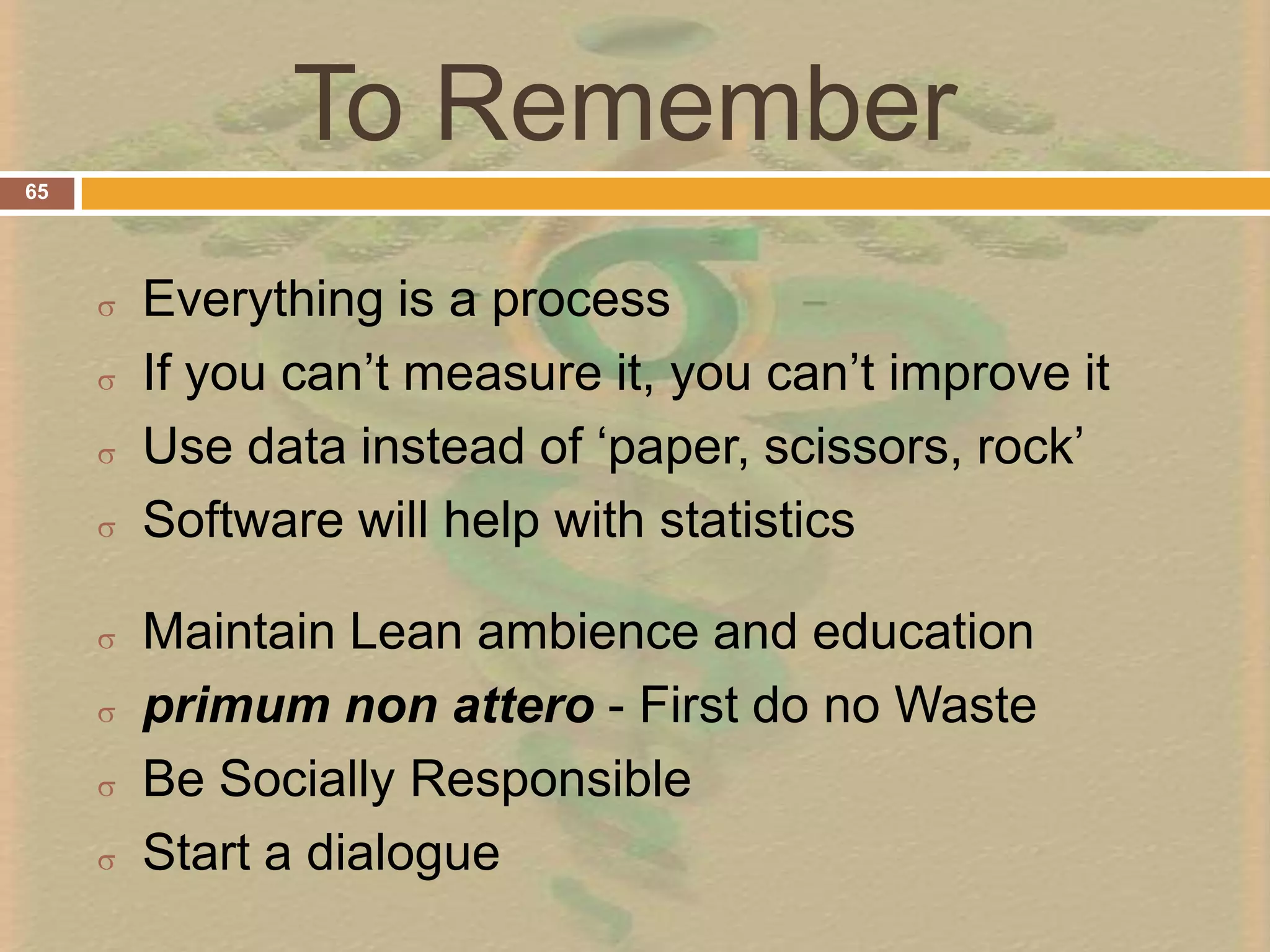Lean Six Sigma32Structured methodologies for sustained process improvement