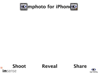 imphoto for iPhone




Shoot         Reveal         Share
 