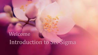 Introduction to Six-Sigma
Welcome
 