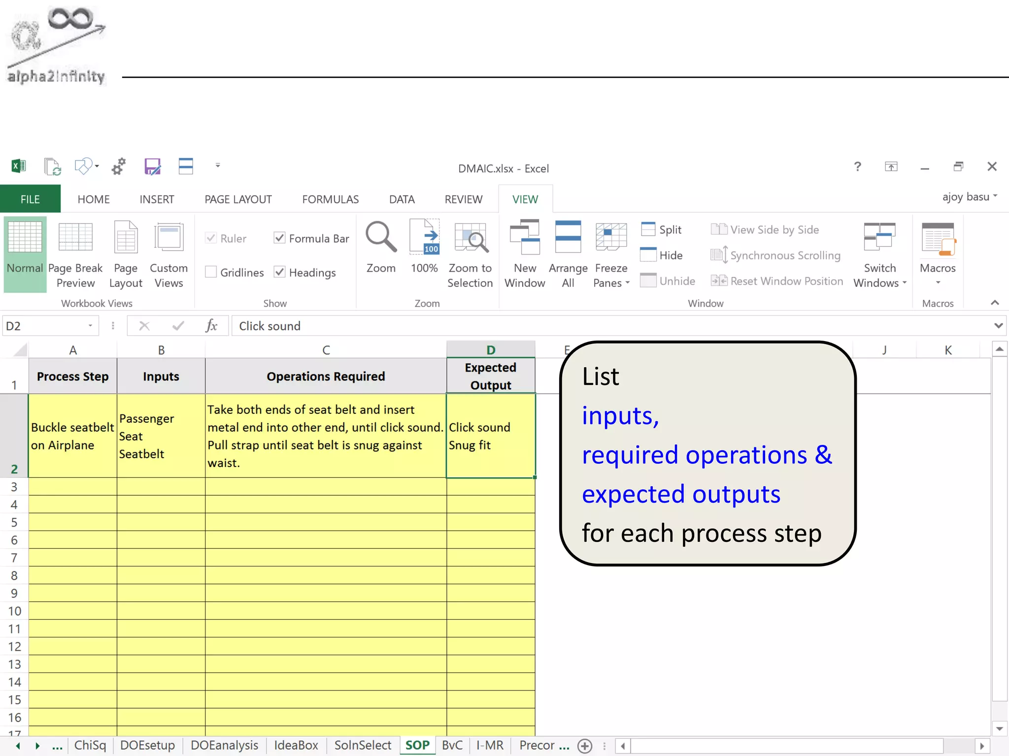 © alpha2infinity101
List
inputs,
required operations &
expected outputs
for each process step
 