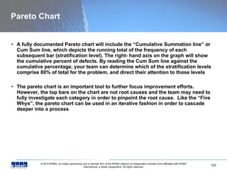 Pareto Chart <ul><li>A fully documented Pareto chart will include the “Cumulative Summation line” or Cum Sum line, which d...