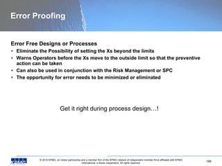 Error Proofing <ul><li>Error Free Designs or Processes </li></ul><ul><li>Eliminate the Possibility of setting the Xs beyon...