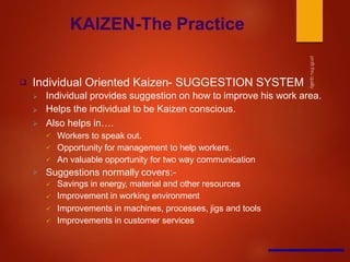 KAIZEN- Implementation
 Seven Conditions for Successful Implementation of
Kaizen Strategy





Top management commit...