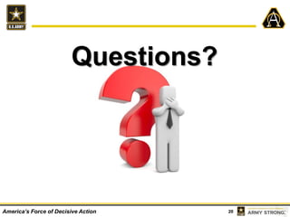 20America’s Force of Decisive Action
Questions?
 