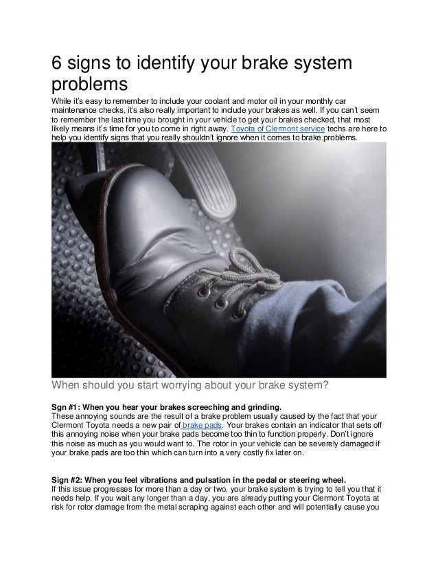6 signs to identify your brake system problems