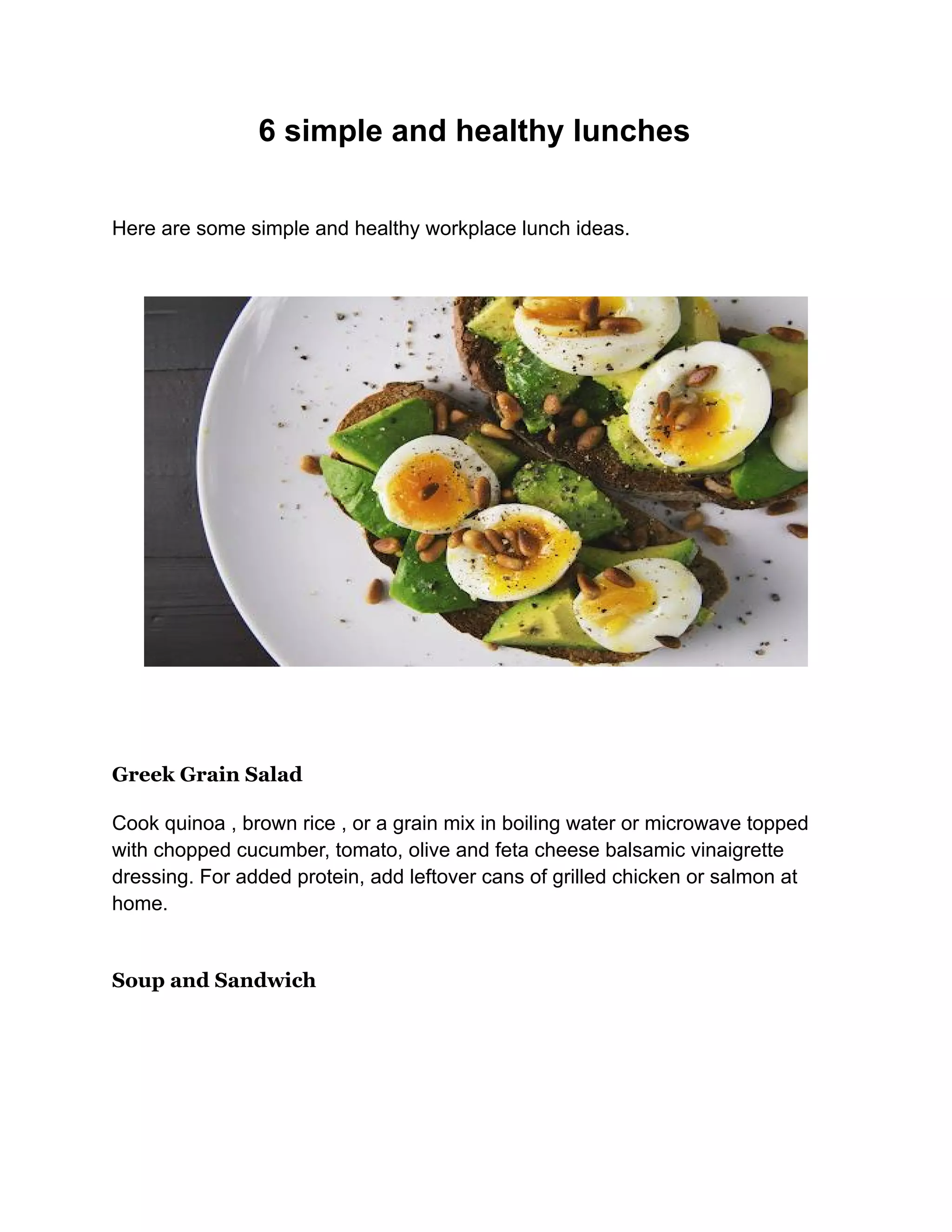 6 simple and healthy lunches | PDF