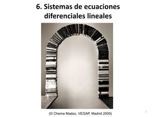 1
6. Sistemas de ecuaciones
diferenciales lineales
(© Chema Madoz, VEGAP, Madrid 2009)
 