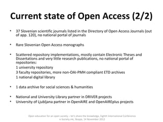 Mojca Kotar - Slovenian Efforts in Open Access