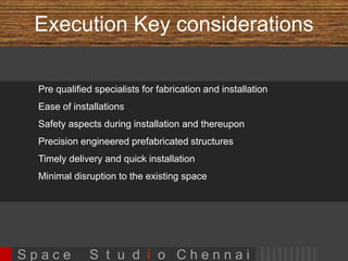 Independent Villas 
•‘Swarna’ Residence of Er. 
Rethnaswamy, at Karaikudi 
•4000 sft 
•Architectural Design 
• Completed 
•‘ Juhi Villa’ Residence of Mr. 
sivakumar at Chengalpet 
•4000 sft 
•Architectural Design 
• Completed 
S p a c e S t u d i o C h e n n a i 
 