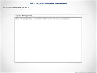 Шаг 3. Отделяю поведение от намерения.
3.4. Переименовываем часть.
«Сердце разума»

До настоящего времени мы называли вашу часть "часть, которая заставляет вас быть X". Теперь эту же самую часть мы начнем
называть "часть, которая хочет У". Таким образом мы признаем ее позитивную цель и станем ее союзником."

www. metapractice.livejournal.com

 