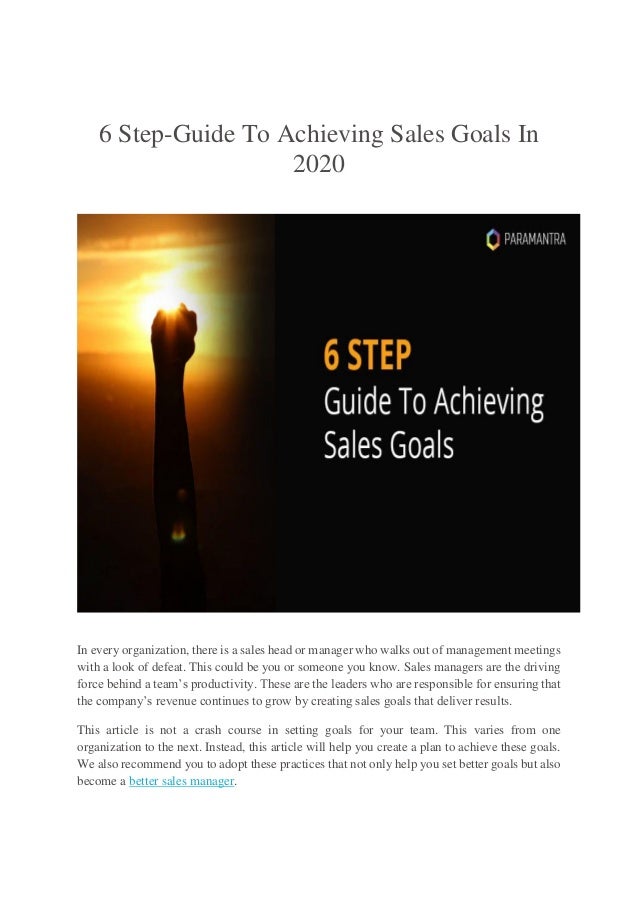 6 step guide to achieving sales goals in 2020
