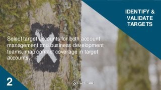 Select target accounts for both account
management and business development
teams, map contact coverage in target
accounts...