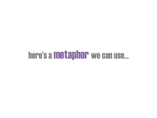 here’s a metaphor we can use…
 
