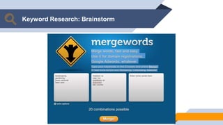 Keyword Research: Brainstorm
 