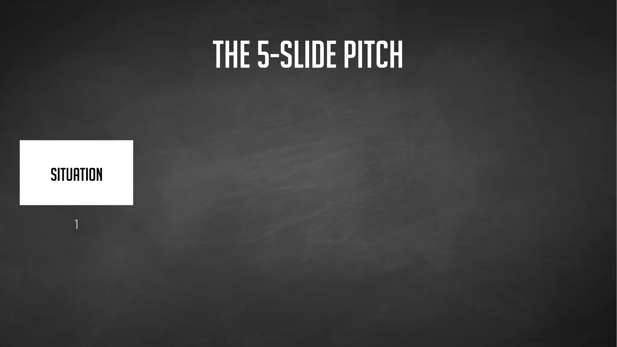  
SITUATION
 
PROBLEM
1 2
THE 5-SLIDE PITCH
 
