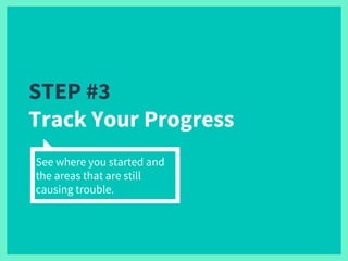 STEP #3
Track Your Progress
See where you started and
the areas that are still
causing trouble.
 