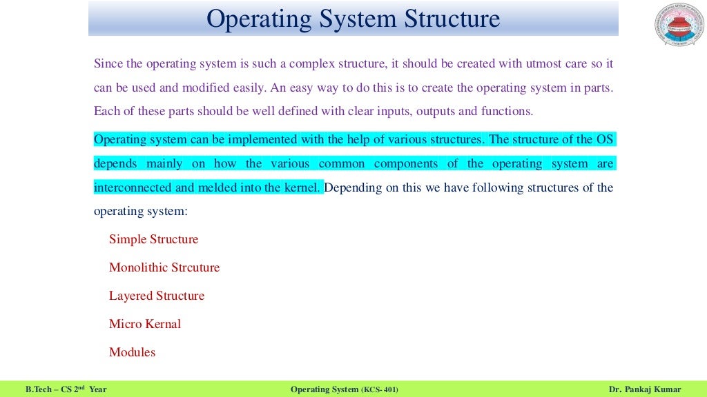 Structure of Operating System | PPT